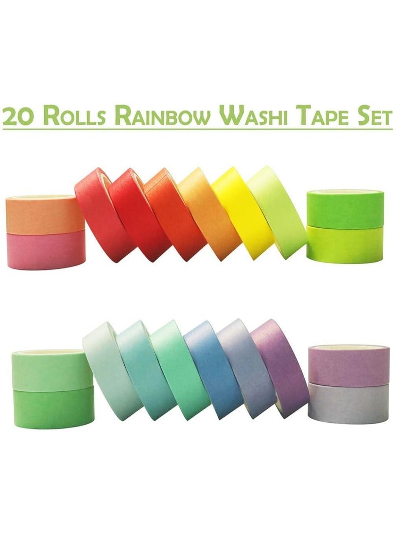 ChicAbode 20 لفة متعددة الألوان ورقة الشريط مجموعة - 15 ملم واسعة ديكور اخفاء الشريط ، سجل ، ألبوم الصور ، والجدول الزمني ، ديي ، هدية التفاف . - Image 3